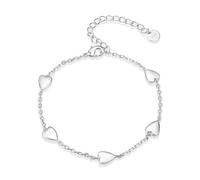 ASH'S CHOICE Bracelet Argent 925 Sterling pour Femme en Cœur, Bracelets Réglables Acier Inoxydable, Bracelet d'Amitié Argent, Petit Coeurs, Bijoux Cadeaux pour Femmes, Filles,17mm+5mm
