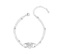 ASH'S CHOICE Bracelet en Couches Or, Double Bracelet Infini Amour en Zircon, Réglable Bracelet Coeur en Chaîne, Bracelet d'Amour Cadeaux Bijoux de Anniversaire Diplômé, pour Femme, Fille