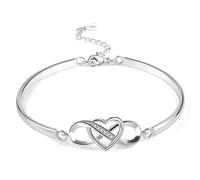 ASH'S CHOICE Bracelet Femme Argent en Coeur et Infini, Bracelets Large Infini Amour Réglables Acier Inoxydable, Plaqué en Or 14 Carats, Bracelet d'Amour, Bijoux Cadeaux pour Femmes, Filles