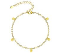 ASH'S CHOICE Bracelet Or pour Femme Pendentifs, Bracelets Réglables Acier Inoxydable, Plaqué en Or 14 Carats, Bracelet d'Amitié Argent 925 Sterling, Bijoux Cadeaux pour Femmes, Filles,17mm+5mm