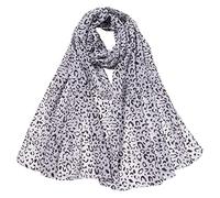 ASHSDI Foulard Mousseline De Soie À Pois Femmes Écharpes Écharpe En Soie Imprimé Léopard Longue Écharpe Enveloppante Douce Châle Écharpe(B)