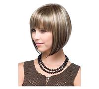 ASHSDI Perruque Résistante à La Chaleur Perruque Bob Cheveux Humains Ombre Brun Miel Blonde ， Court Ombre Blonde Brun Bob Perruques Perruque Respirante