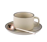 ASHSDI Service à Café Thé Tasse à café Tasse à café Céramique Tasses à café et soucoupes, tasses à thé avec soucoupe et cuillère, 230 ml / 7,8 oz Tasse à cappuccino(A)