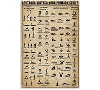 Ashtanga Vinyasa Yoga Primary Series Plaque en étain Knowledge Metal Signage Infographie Bar Café Club Garage Décoration 30,5 x 40,6 cm