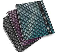 Ashton and Wright Concept Pads - A5 Wiro Notebook - 200 Perforated Lined Pages - 80gsm Paper - Spot UV 300gsm Cover - Ideal for University, School, Work, Note-taking - 3 Pack - Black Set