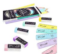 Ashton and Wright - Crayons HB classiques, règles de 15 cm, gommes - Papeterie Pastel Set de 20