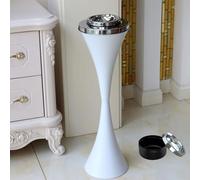 Ashtray On Outdoor Stand, Vertical Ashtray, With Inner Bucket, Ash Metal Large Capacity, For Outdoor, Interior, Garden And Hotel, Office Buildings(White)