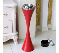 Ashtray On Outdoor Stand, Vertical Ashtray, With Inner Bucket, Ash Metal Large Capacity, For Outdoor, Interior, Garden And Hotel, Office Buildings(Red)