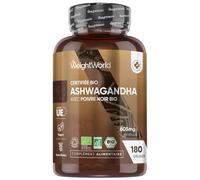 Ashwagandha Bio - 180 Gélules Vegan pour 6 Mois - Ginseng Indien Riche en Withanolides avec Piperine - Extrait de Poudre d'Ashwagandha (Aswaganda Withania Somnifera) et Poivre Noir Bio (Piper Nigrum)