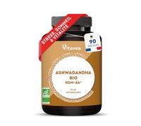Ashwagandha BIO KSM-66® Breveté - 90 Gélules Vegan - 5% Withanolides - Hautement dosé 600 mg - Réduction du Stress & Cortisol - Sommeil, Bien-Être & Énergie - Fabriqué en France - Vitavea