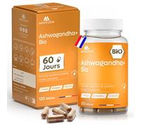 Ashwagandha BIO MOVEZEN Extra Fort - 2500 mg Extrait 5:1 Concentré en Withanolides - Complément Alimentaire Relaxation, Sommeil & Périodes de Stress - 120 Gélules Végan - Cure Bien-Être 2 Mois