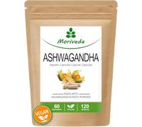 Ashwagandha capsules 1200mg - 100% poudre de racine - 60 jours d'approvisionnement - l'équilibre, la qualité de vie et la paix intérieure - de l'Inde - Vegan et sans gluten - par MoriVeda - 120 pièces