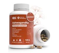Ashwagandha Complex avec KSM-66, Ginseng, Ginkgo Biloba, Maca, Cordyceps, Vitamines B1-B2 | Adaptogène Anti-stress, Équilibre, Énergie, Performance | 120 Gélules | Végan, Sans OGM, Sans Gluten