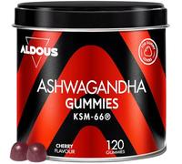 Ashwagandha Gummies - 120 Gommes Goût Cerise - Ashwagandha KSM-66 - Withania Somnifera - Anti Stress, Calme l'Anxiété, Relaxation Naturelle - Énergie et Vitalité - ALDOUS