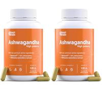 Ashwagandha High Potency: Adaptogène et Nootropique avec Sensoril® (10% Withanolides) | Sommeil profond, bien-être général, énergie, concentration | 4 mois | 2x plus concentré que KSM-66 (Lot de 2)