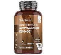 Ashwagandha KSM-66 1500mg/Jour, 180 Micro-Comprimés Vegan (6 Mois), 5% Withanolides, Extrait d'Ashwagandha Poudre Ratio 12:1 (Ginseng Indien Withania Somnifera)