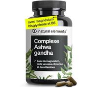 Ashwagandha KSM-66 en Gélules Extra Fort 600mg/jour - avec Magnesium Bisglycinate, Verveine Citronnée, Acide Folique & Vitamines C, B6, B12 - 120 Gélules Vegan - Testé en Laboratoire, Sans Additifs