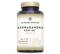 Ashwagandha KSM-66 + Magnésium. 7500 mg Extrait, 180 Gélules. Withanolides, Alcaloïdes, Flavonoïdes, Adaptogène Complet pour Sommeil, Humeur, Vitalité. N2 Natural Nutrition