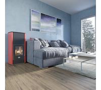 Asia 22 Kw Hydro - PACK POÊLE + Kit de raccordement pour poêle hydro à mur - rouge