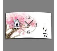 Asia Cerisiers en fleurs Maisons d'oiseaux Horloge murale design horloges murales modernes silencieuses sans tic-tac dixtime 3DS-0140