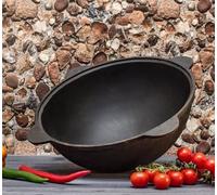 Asia Kazan 12L en fonte d'Ouzbékistan avec couvercle en aluminium - casserole robuste pour le camping et le BBQ