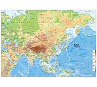 Asia physique carte - Papier plastifié - Format A1 59.4 x 84.1 cm
