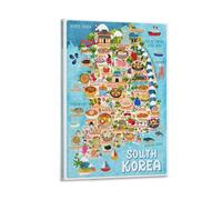 Asia South Corée du Sud Carte alimentaire Œuvre d'art, affiche, art mural, peinture, toile, cadeau, salon, impressions, chambre à coucher, décoration, œuvres d'art, 40 x 60 cm