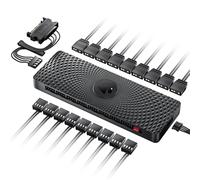 AsiaHorse Hub ventilateur 2 en 1 ARGB/PWM 9 ports, alimentation SATA, adaptateur 12V4PIN PWM, 5V3PIN ARGB, concentrateur contrôle carte mère, gestion câbles