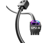 AsiaHorse Hydrus Câble d'Extension GPU 8 Broches [Type A - Clip Bas] Câble d'alimentation PCIE pour Carte Graphique (pas pour CPU), 18AWG Sleeved, 5V ARGB Sync - Noir
