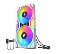 AsiaHorse Ventilateur de boîtier PC 2 in 1,Ventilateur PC ARGB 2 * 120mm avec 48 LED adressables,Ventilateur de boîtier CPU avec contrôle PWM,800-1800 RPM, Blanc