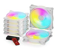 AsiaHorse Ventilateur RVB PC 120MM avec 4 halos,Ventilateur de boîtier ARGB avec contrôle Hub,Ventilateur de boîtier CPU avec 24 LED adressables,1500RPM, Blanc, 6PACK