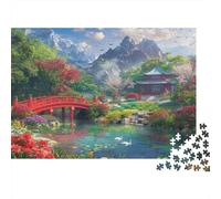 Asian Garden Scene 100% Recycled Cardboard Japanese Garden 1000Pc Jigsaw Puzzle Adults Fun Activity for Rainy Days 70x50cm/1000pcs