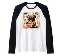 Asian Graphics, Ramen Pug Dog Anime Vintage Japanese Poster Manche Raglan