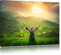 Asian Mountain Farm Photo sur toile |taille: 80x60 cm| Peinture murale | Art Print | prêt couvert