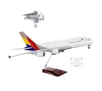 Asiana Airlines A380 Kit de modèles d'avion en métal à l'échelle 1:130 avec gabarits en T et affichage de lumière pour décoration (normal)