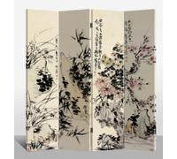 Asianliving Paravent Intérieur L120xH180cm - Séparateur Amovible Japonais Oriental Chinois Toile Imprimée Déco des Deux Côtés