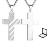 Asiasioc Charlie Kirk Lot de 2 colliers unisexe en acier inoxydable, Argenté, Medium