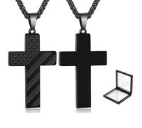 Asiasioc Charlie Kirk Lot de 2 colliers unisexe en acier inoxydable, noir, Medium