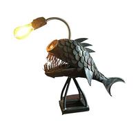 Asiasioc Lampe en forme de poisson, rechargeable par USB, lampe de bureau en métal, faite à la main, décoration de salon (15 x 22 cm)