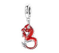 Asiatique Chine Japon Taiwan Dragon - Fête du Dragon - Carnaval, Nouvel An, danse, célébration, fête - Charm en argent sterling 925 - Bracelet à breloques Pendentif Bijoux Accessoires