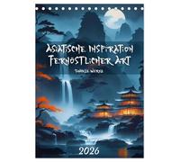 Asiatische Inspiration Fernöstlicher Art - Dunkle Werke (Tischkalender 2026 DIN A5 hoch), CALVENDO Monatskalender: Inspirierende Kunstwerke im asiatischen Stil