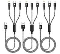 ASICEN Câble Chargeur Multi Embout, Câble de Chargement USB Multiple 3 en 1, [3Pack 1.2M] Chargeur Rapide Tressé avec Type C/Micro USB/Lightning pour iPhone,Samsung,Huawei,Nexus,Nokia,LG,Sony