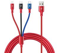 ASICEN Câble Multi USB, [1.5M 3A] 3 en 1 Cord Universel Multi USB Câble de Chargement en Nylon avec IP/Type C/Micro/Connecteur pour iPhone 15/14/13/12/11/Samsung/Huawei/OnePlu/Kindle/Pixel/LG