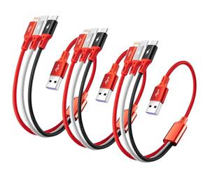 ASICEN Câble Multi USB, [35CM] 3 en 1 Câble Universel, Câble Multi Chargeur Nylon, Câble Charge Rapide avec iP/Type C/Micro USB pour iPhone16/15/14/13/Samsung Galaxy/Pixel/LG/Tablets/PS-3Paquet