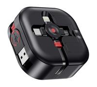 ASICEN Câble multi-USB, rétractable, 1,2 m, 4,5 A, universel, avec iP/type C/Micro USB, pour iPhone 16, 15, 14, Android Galaxy, Pixel, LG, tablettes, PS (noir)