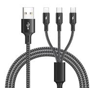 ASICEN Câble USB Multi [1,2M], 3 en 1 Câble de Charge Universel, Câble de Charge Rapide, Câble USB en Nylon avec Lightning/Type C/Micro USB pour iPhone 16/15/14/13/Android Galaxy/Huawei/OnePlus/Kindle
