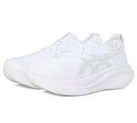 Asics Chaussures de Course Gel-Nimbus 27 pour Femme, Blanc/Gris Glacier, 39.5 EU