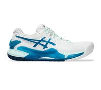 ASICS Femme Gel-Resolution 9 Clay Sneaker, Blanc/Bleu Sarcelle, 39.5 EU