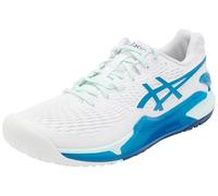ASICS Femme Gel-Resolution 9 Sneaker, Blanc/Bleu Sarcelle, 42 EU