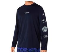 Asics T-shirt de running Fujitrail Logo manches longues – S – bleu nuit / cobalt burst / cool grey